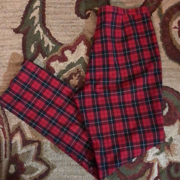 Vtg 90s JONES NY Size 14 Tartan Plaid Stretchy Flat Front HighWaist Snap-Close - Picture 6 of 16